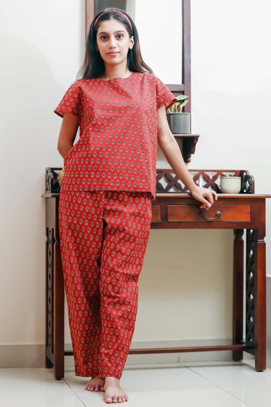 Buy Red & white Night&LoungeWearSets for Women by SEPHANI Online